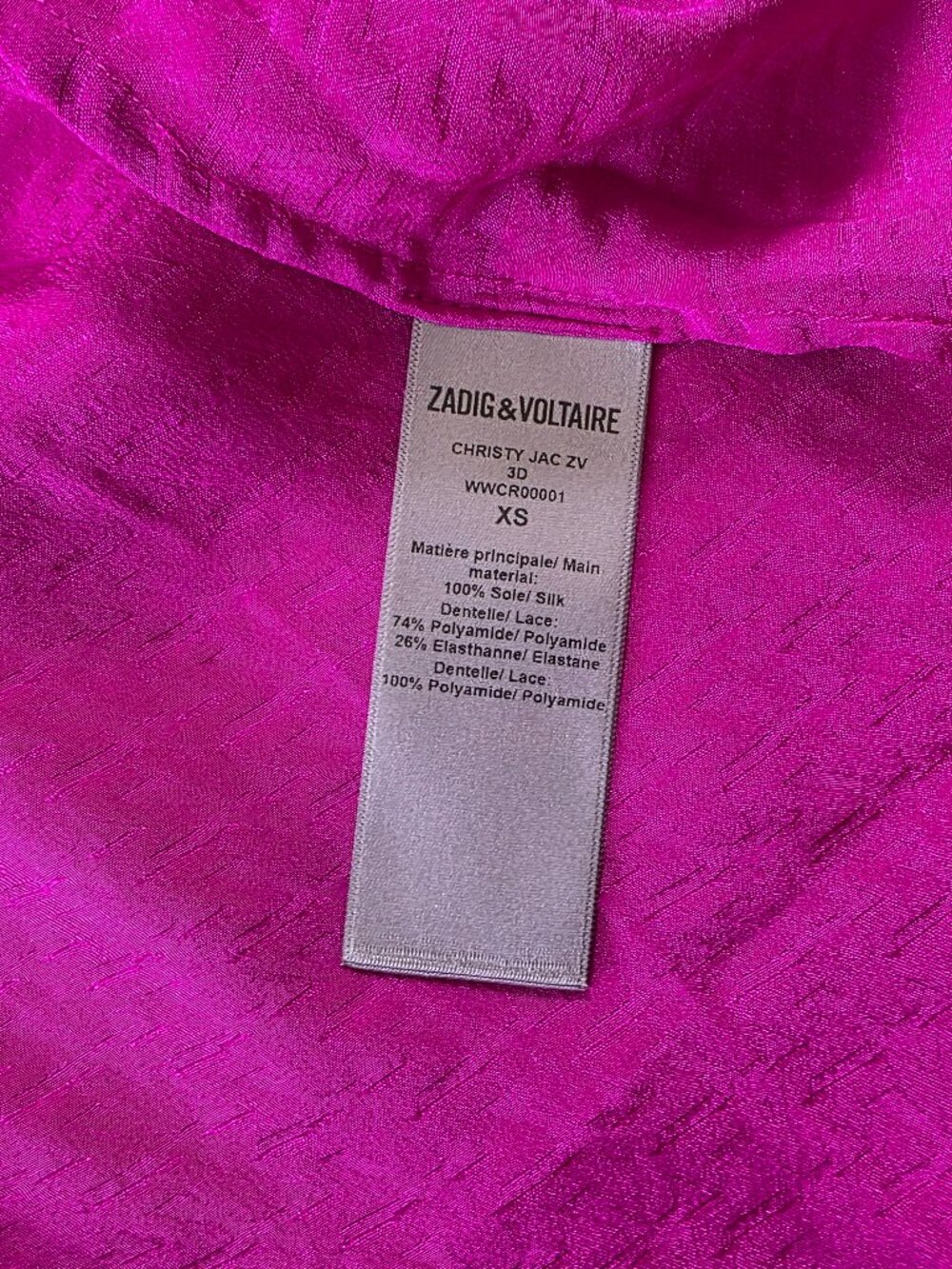 Zadig & Voltaire Christy Silk Camisole Top Pink XS - Picture 5 of 5